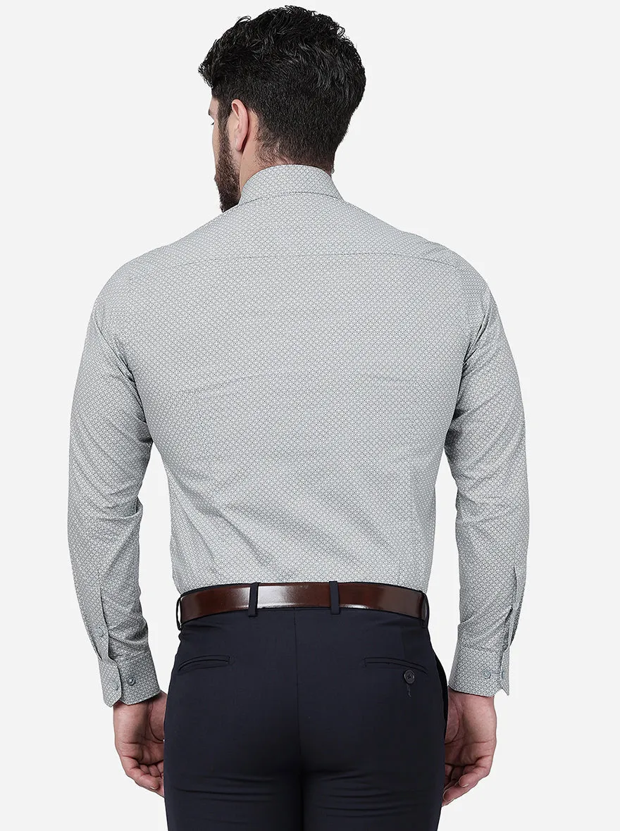 Grey Printed Slim Fit Formal Shirt | Greenfibre