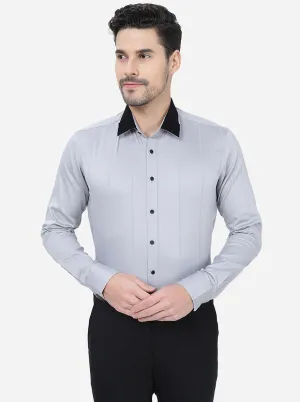 Grey Solid Slim Fit Party Wear Shirt | JB Studio