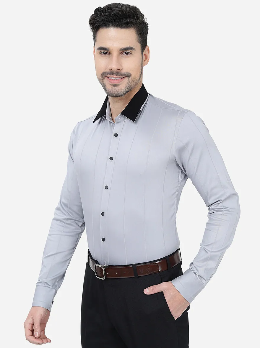 Grey Solid Slim Fit Party Wear Shirt | JB Studio