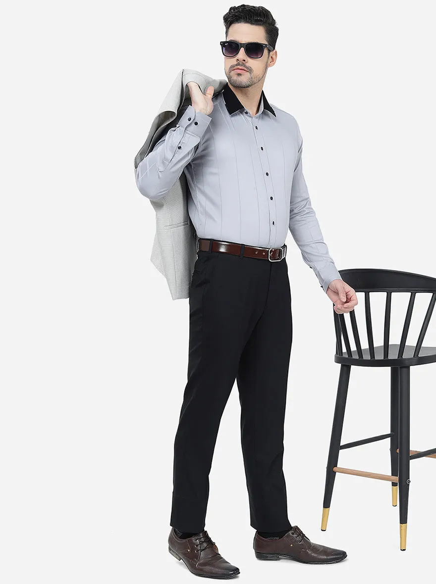 Grey Solid Slim Fit Party Wear Shirt | JB Studio