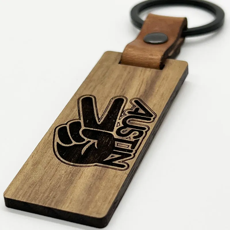 Groovy Austin Walnut Keychain