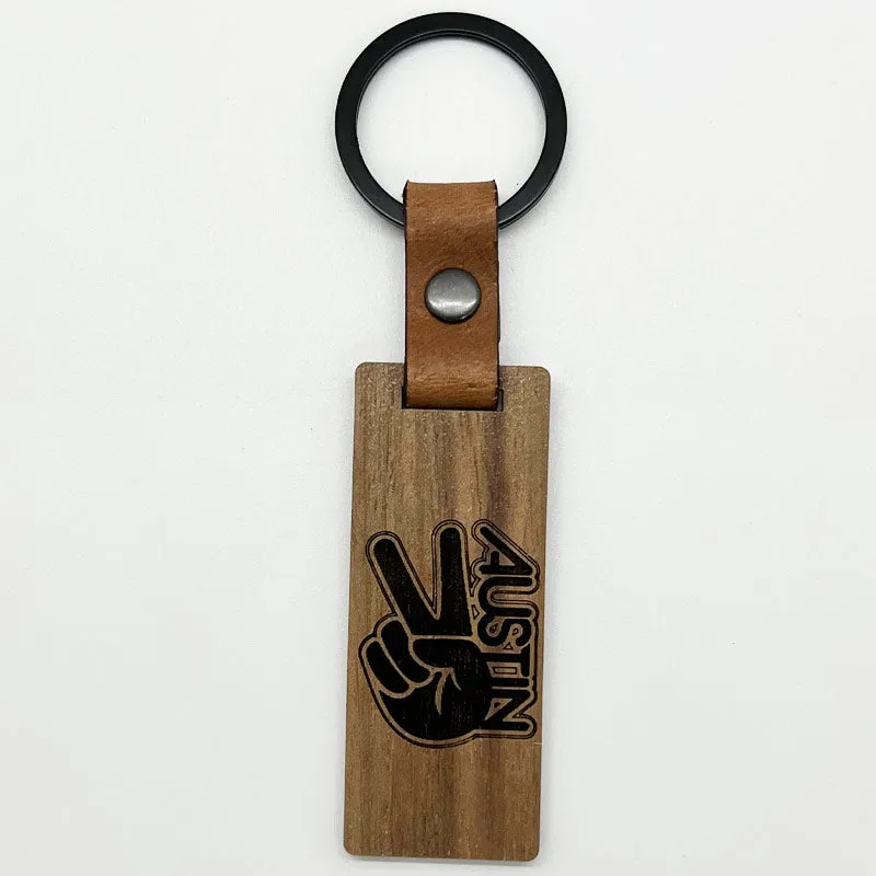 Groovy Austin Walnut Keychain
