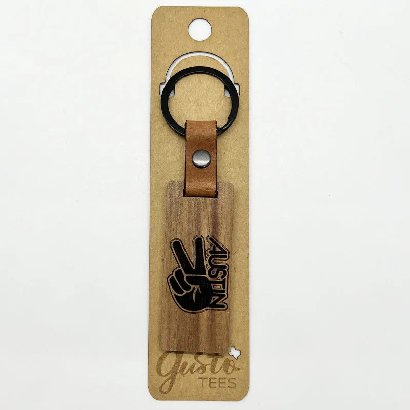 Groovy Austin Walnut Keychain