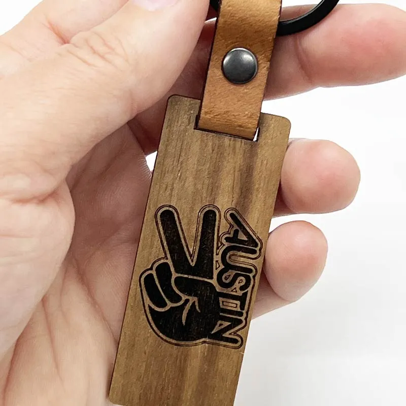 Groovy Austin Walnut Keychain