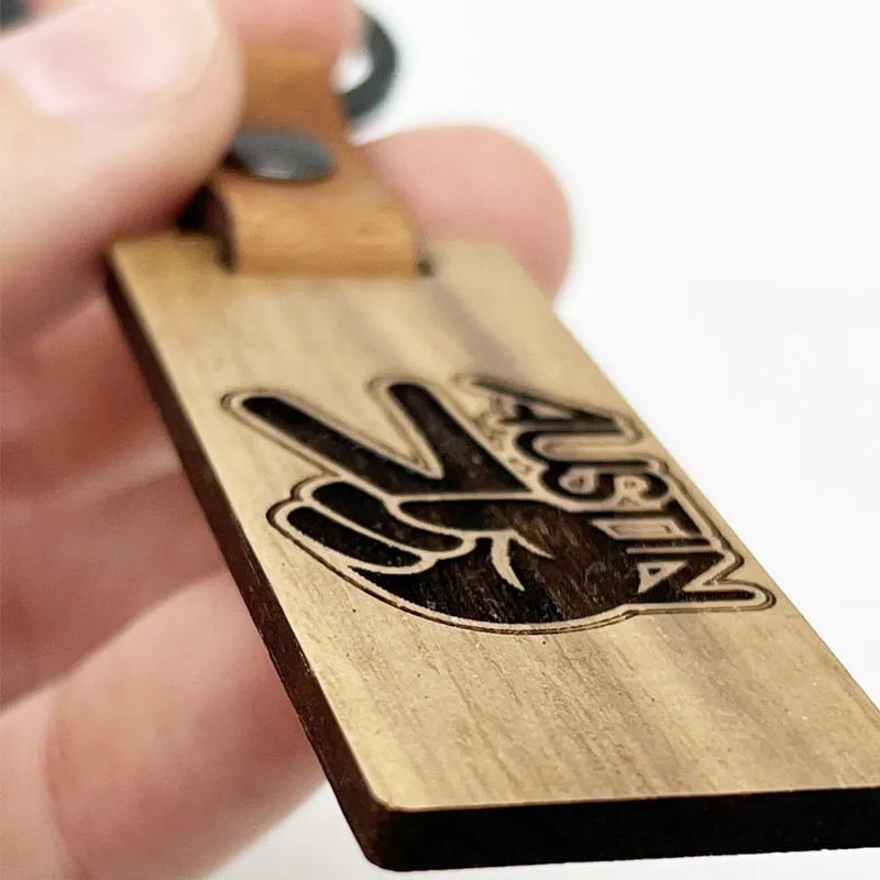 Groovy Austin Walnut Keychain