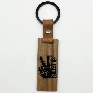 Groovy Austin Walnut Keychain