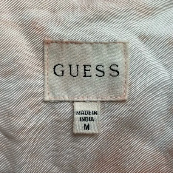 Guess Rose Bliss La Shonda Pink Tie Dye Button Down Belted Shirt Dress Size M