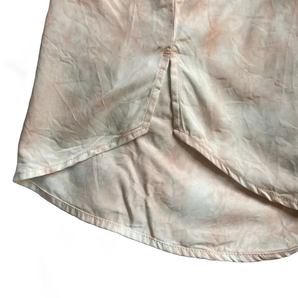 Guess Rose Bliss La Shonda Pink Tie Dye Button Down Belted Shirt Dress Size M