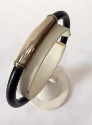 Hadmade Rubber and Balinese Sterling Silver Cuff Bracelet