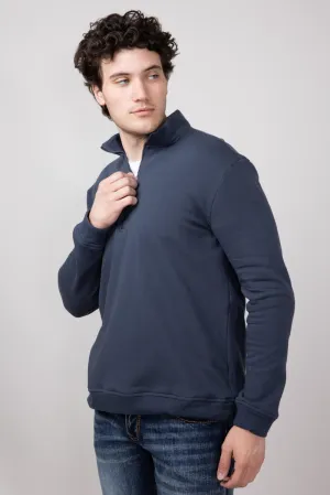 Hallstatt Quarter Zip Fleece Pullover for Men in Denim | HK023D-DENIM