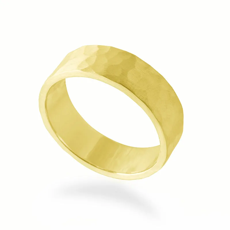Hammered Square Edge Wedding Band