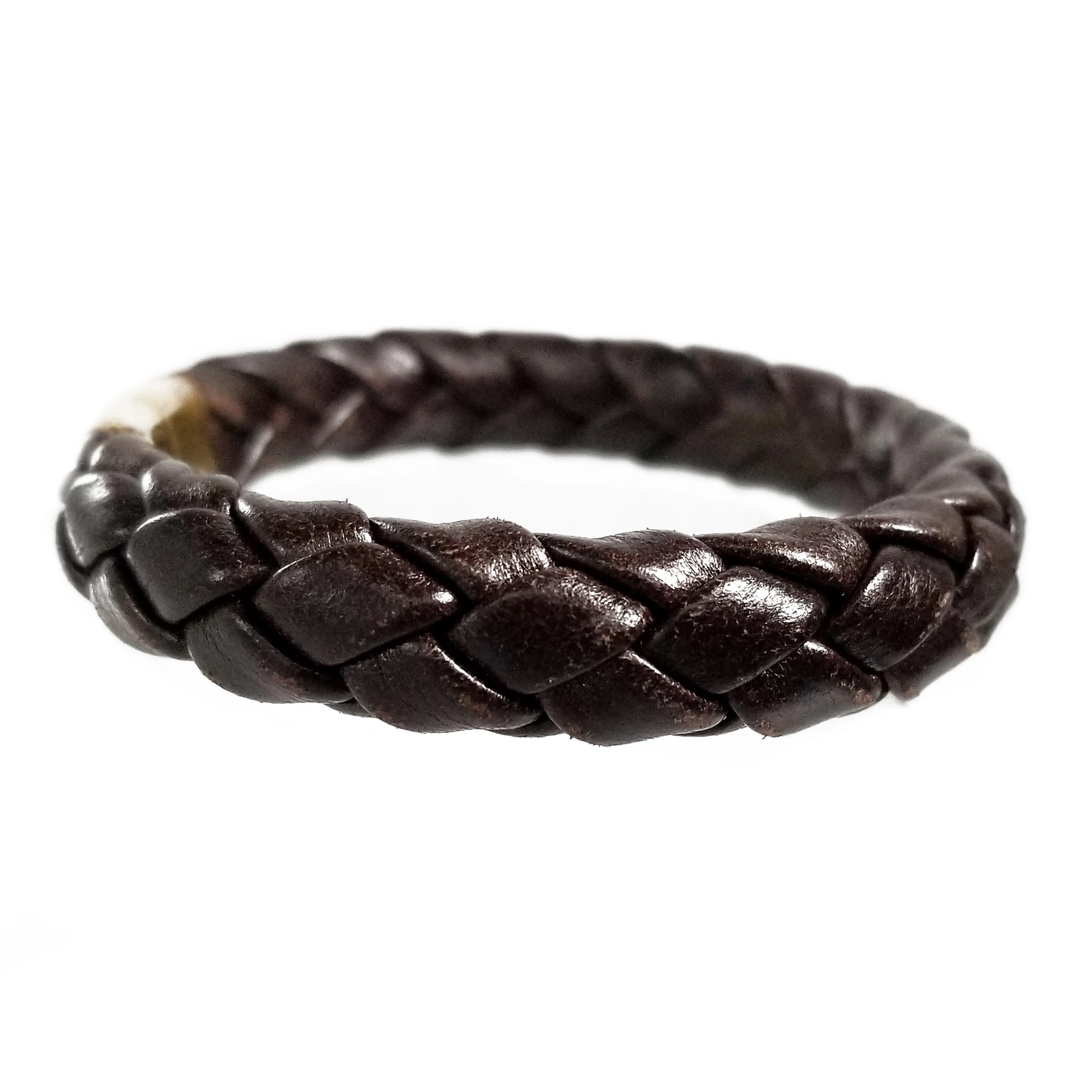 Hand Braided Genuine Leather Bracelet with Stainless Steel Magnetic Clasp