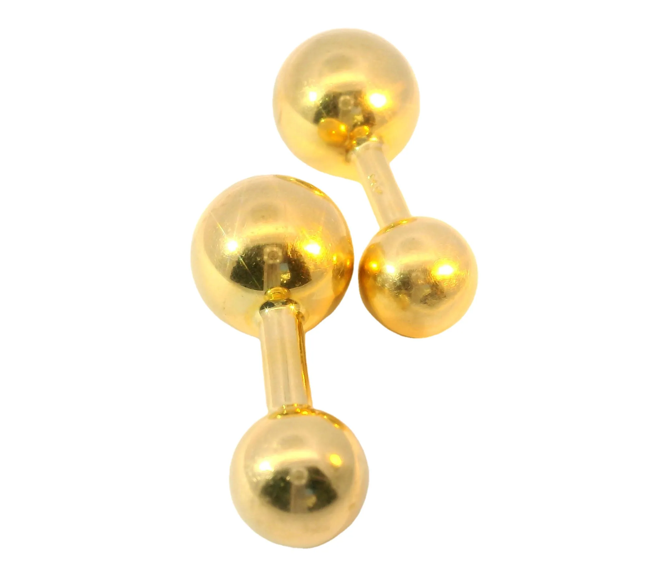 Handsome Estate 14K Yellow Gold Ball Sphere Mens Cufflinks