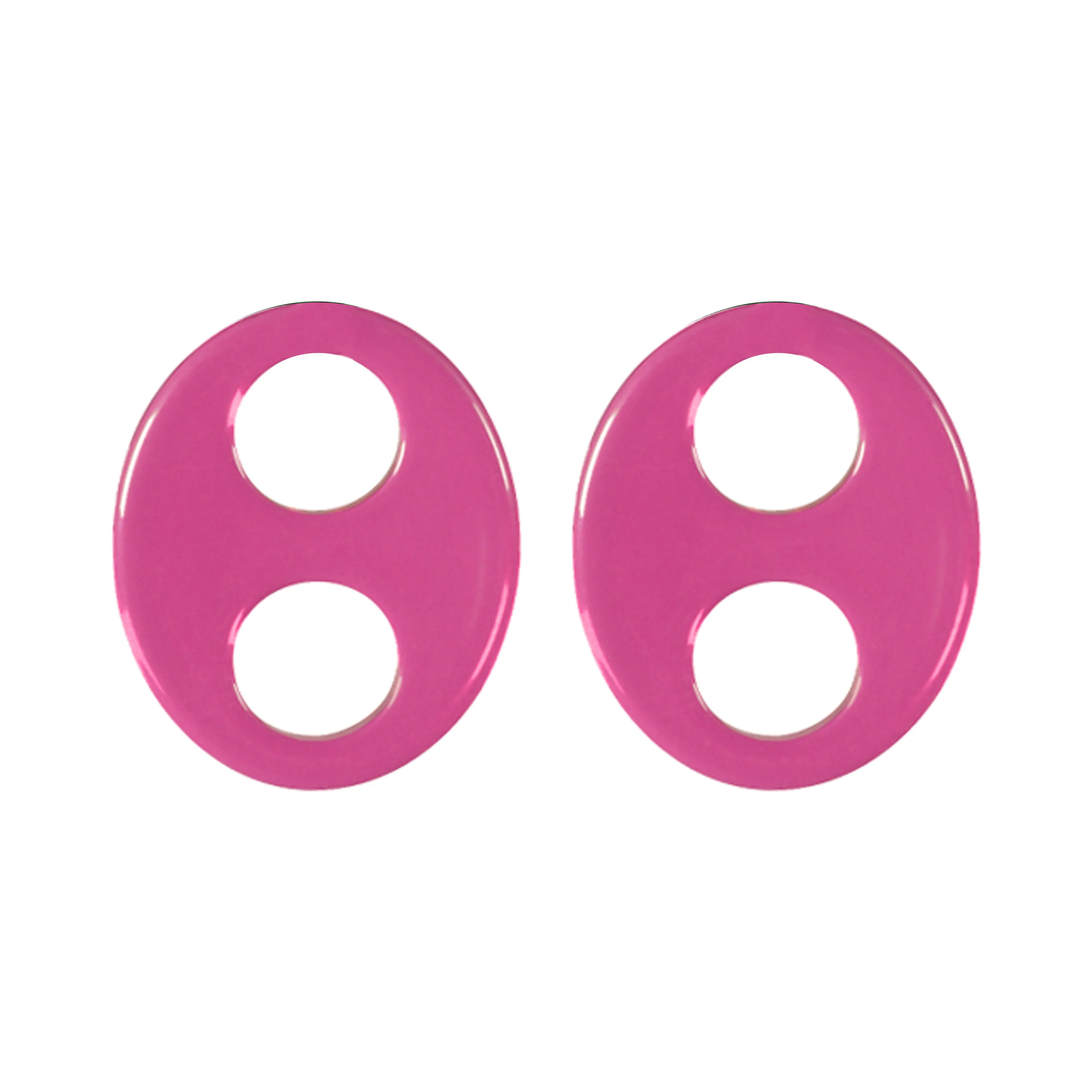 Haricot Single Medium Pink Stud Earrings