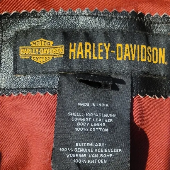 Harley-davidson retro distressed leather swing arm back patch vest