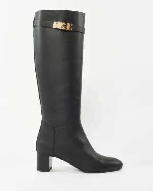 Hermès Black Leather GHW Story 50 Boots - 38