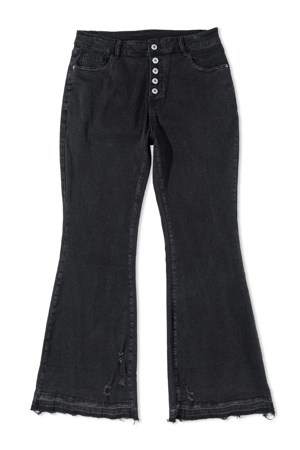 High Waist Button Front Flare Jeans