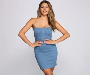 Hooked In Stylish Denim Mini Dress