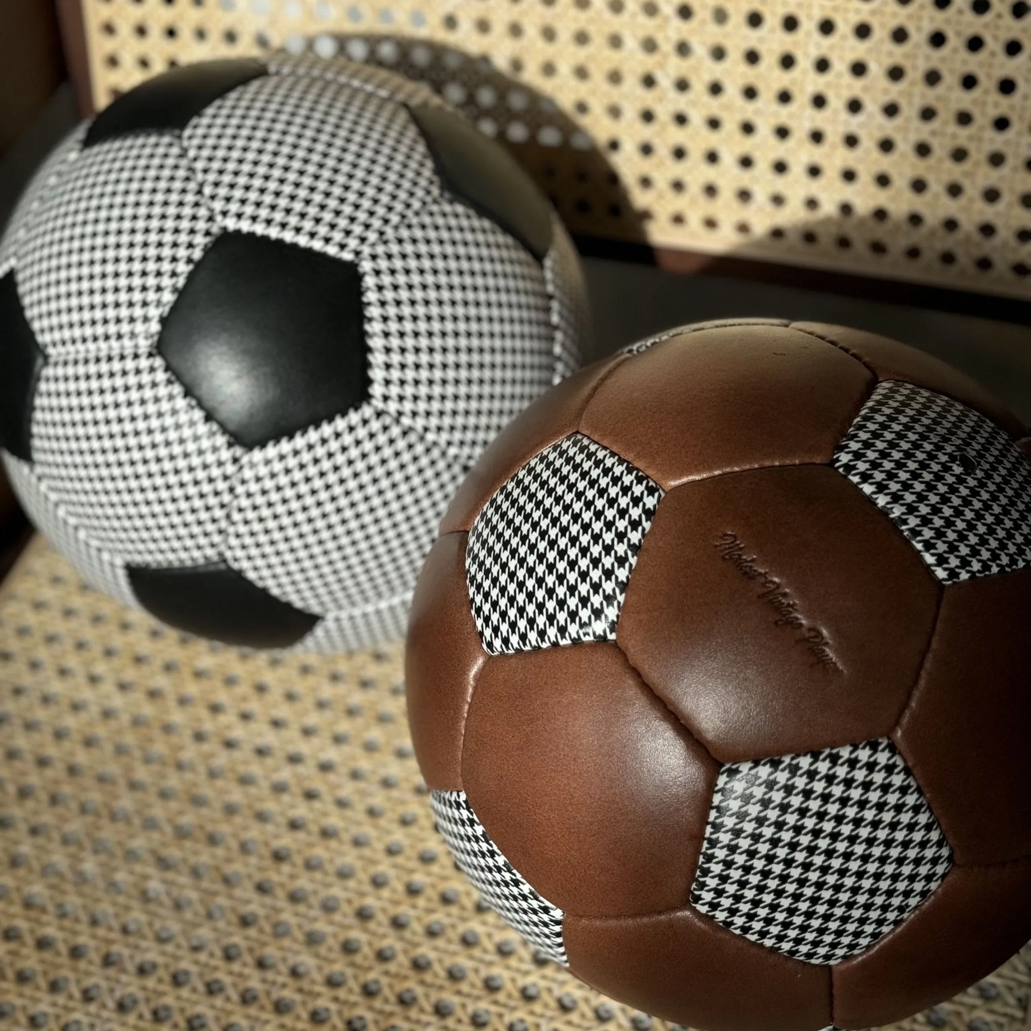 Houndstooth Leather 32P Soccer Ball - Brown