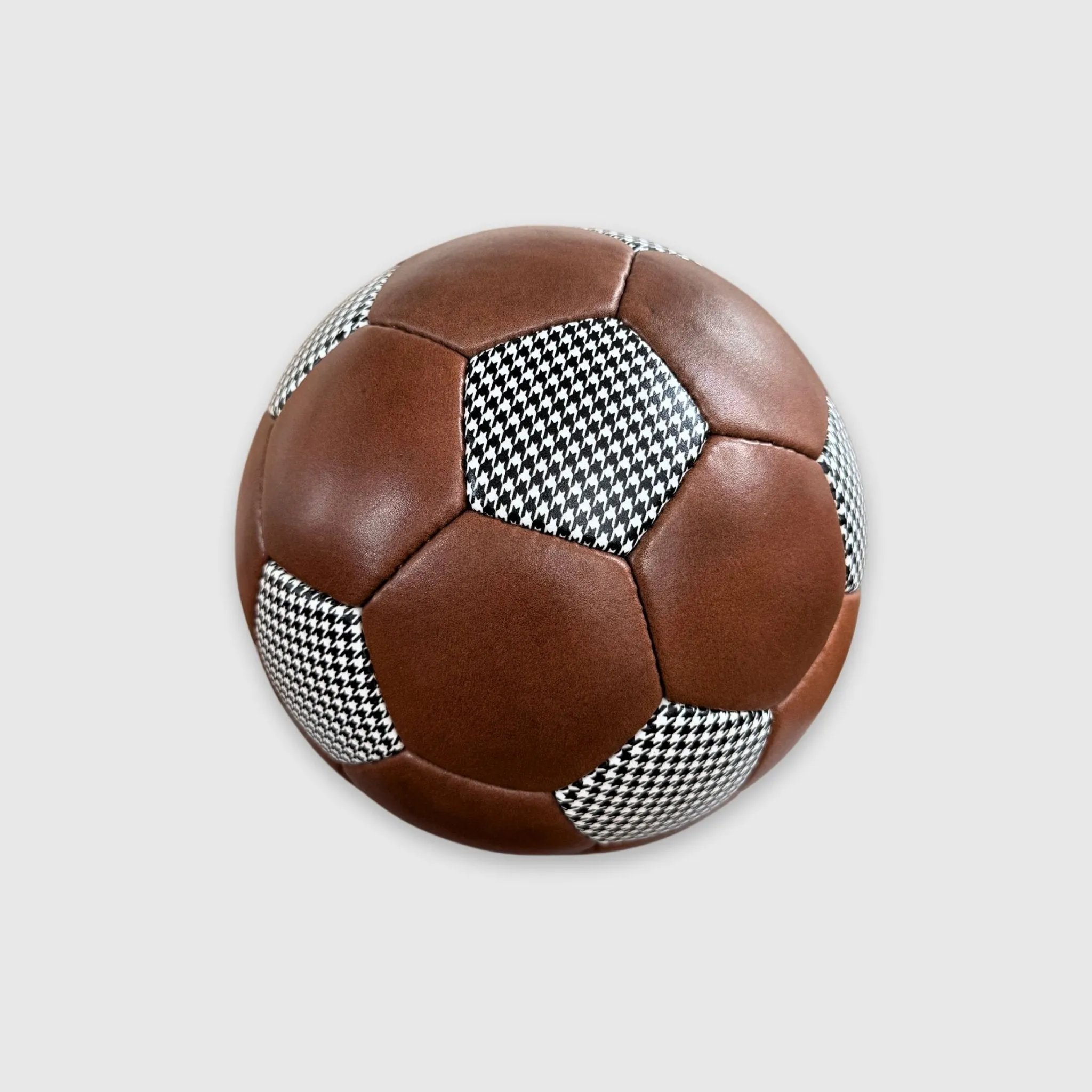 Houndstooth Leather 32P Soccer Ball - Brown