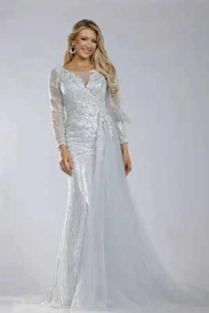 Ice Blue Gown with Detachable Train