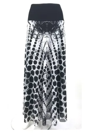 INDIRA Printed Black and White Drop WaistMIDISkirt