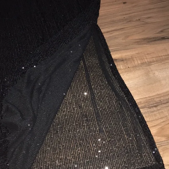 Italian black sequin midi skirt