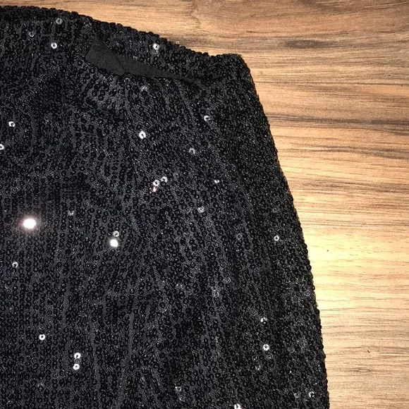 Italian black sequin midi skirt