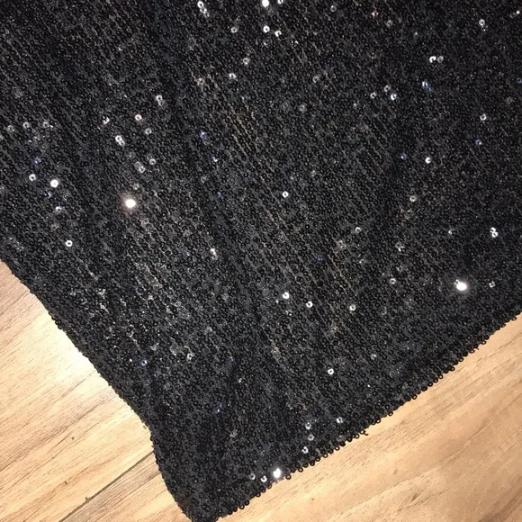 Italian black sequin midi skirt