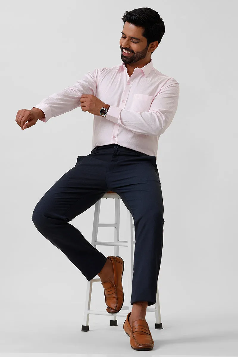 Italian Dobby - Baby Pink Diamond Pattern Formal Shirts For Men | Ariser