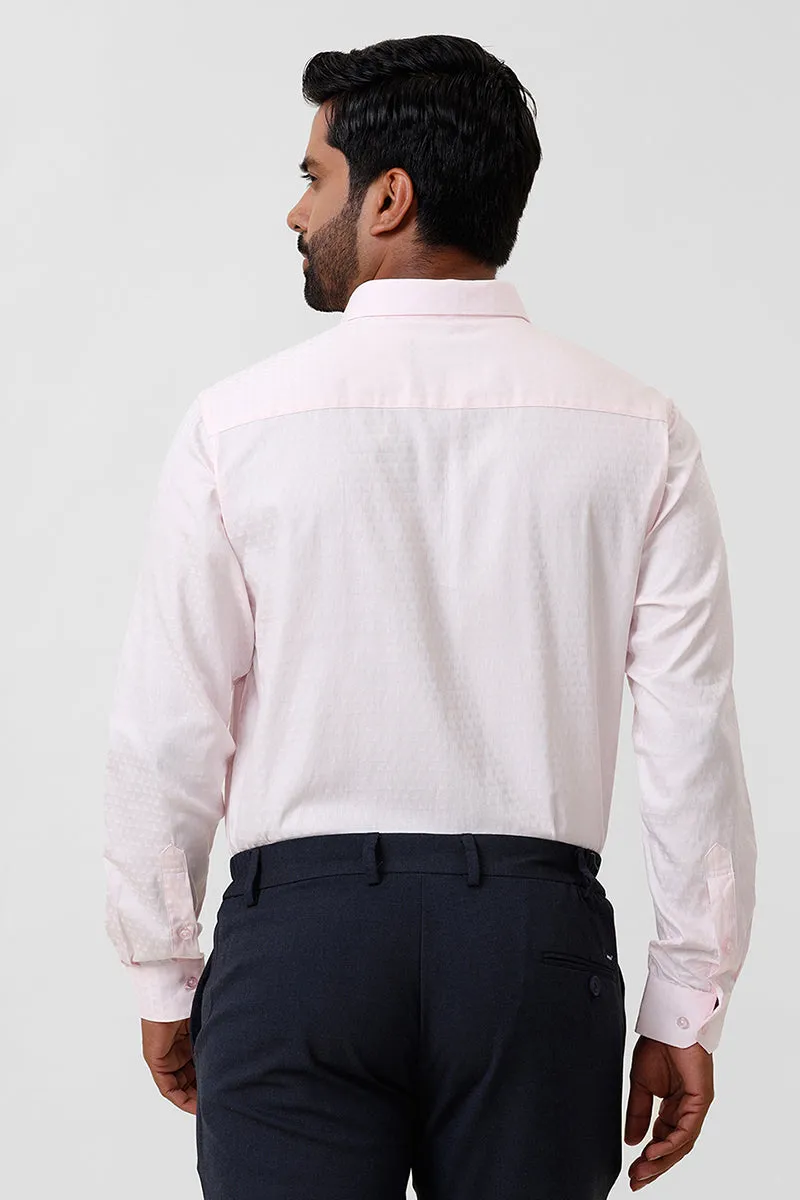 Italian Dobby - Baby Pink Diamond Pattern Formal Shirts For Men | Ariser