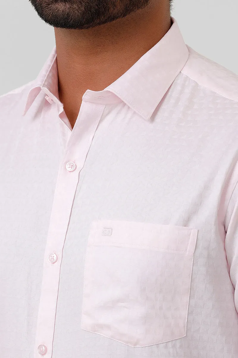 Italian Dobby - Baby Pink Diamond Pattern Formal Shirts For Men | Ariser