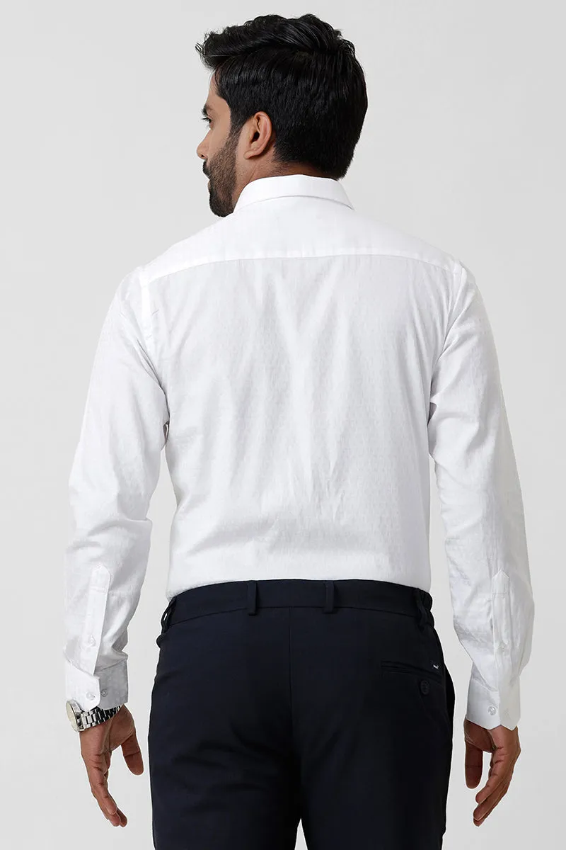 Italian Dobby - White Diamond Pattern Formal Shirts For Men | Ariser