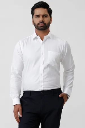 Italian Dobby - White Diamond Pattern Formal Shirts For Men | Ariser
