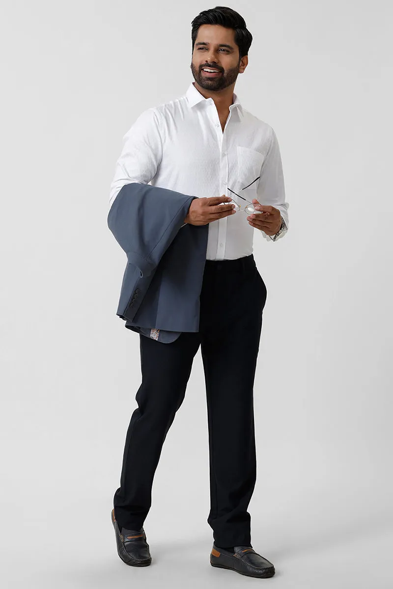 Italian Dobby - White Diamond Pattern Formal Shirts For Men | Ariser