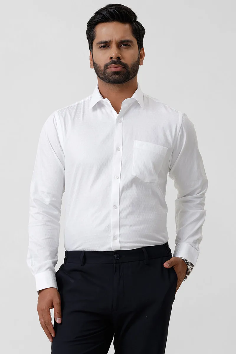 Italian Dobby - White Diamond Pattern Formal Shirts For Men | Ariser