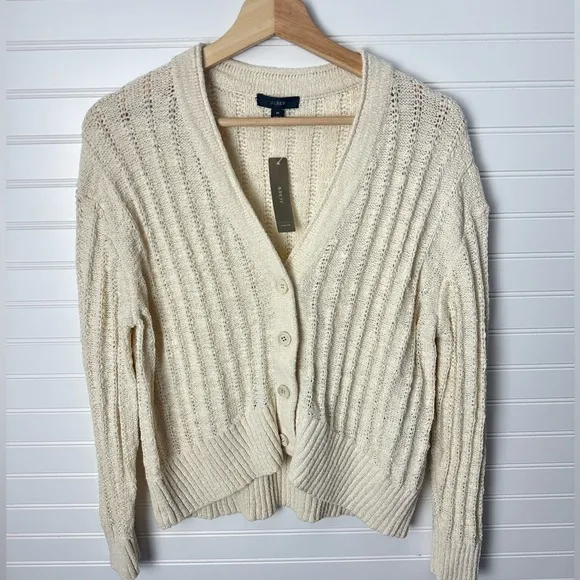J. Crew Point Sur textured V-neck cardigan sweater