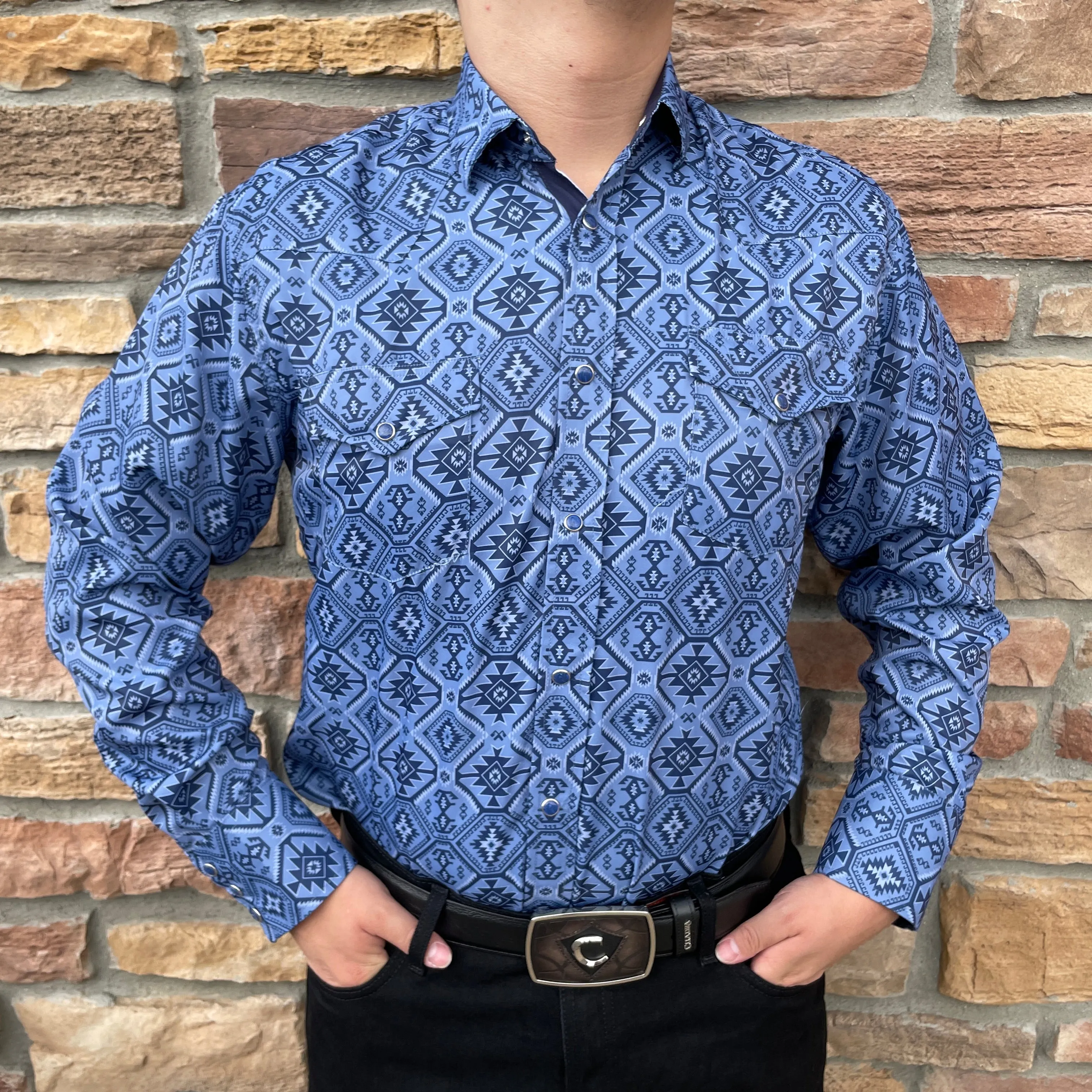 Javier Aztec 101 Blue Shirt