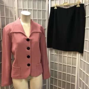 Jessica Howard/Le Suit, Woman, skirt suit,Rose,Black,Sz 14,Long Sleeve,Buttons.!