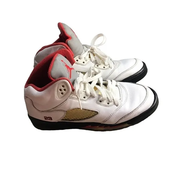 Jordan 5 retro fire red silver tongue size 7Y