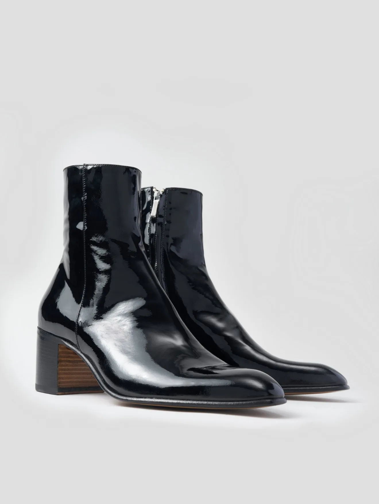 JUAN 60MM ANKLE BOOT IN BLACK PATENT LEATHER
