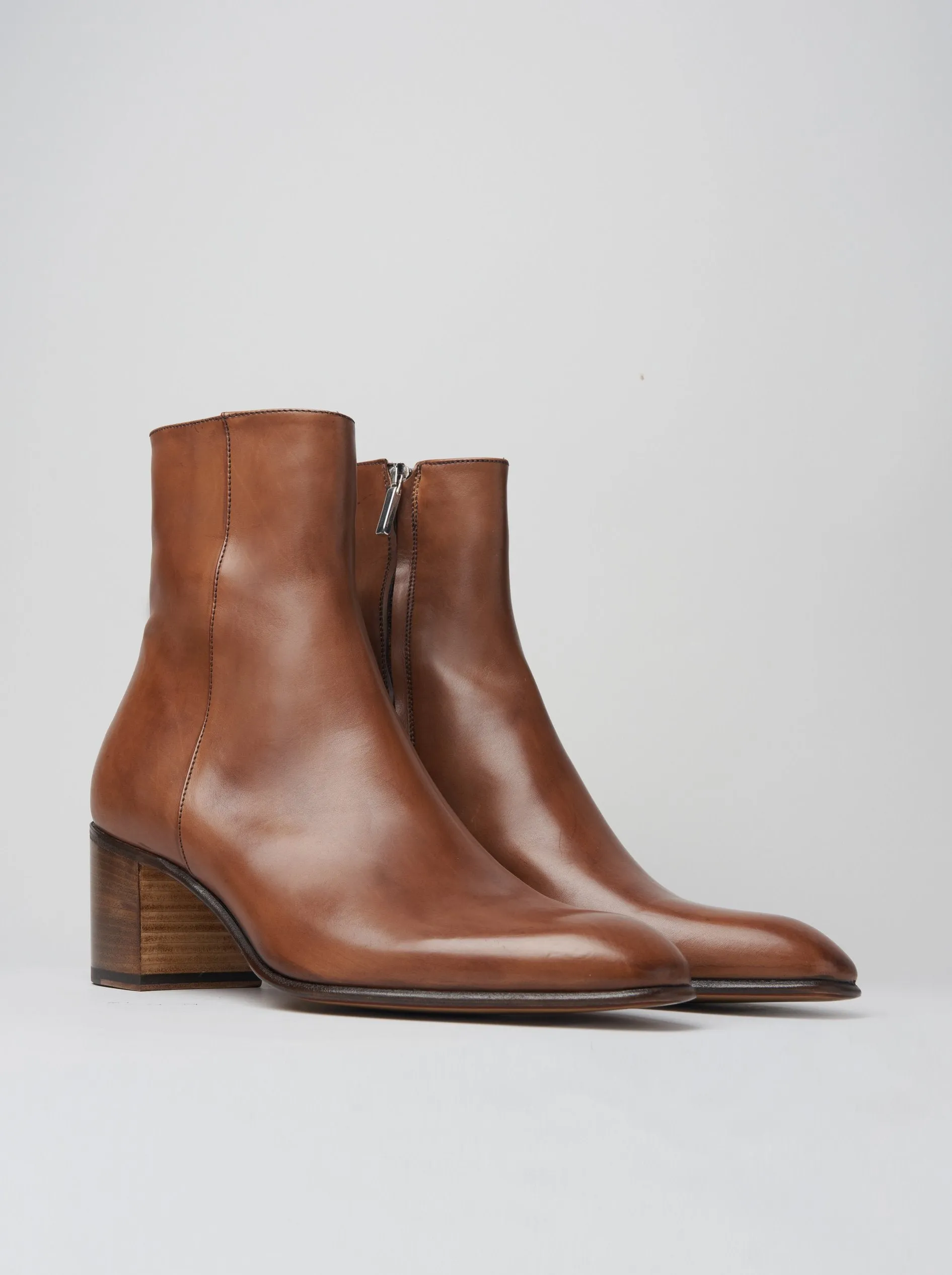 JUAN 60MM ANKLE BOOT IN TOBACCO CALFSKIN - Woman