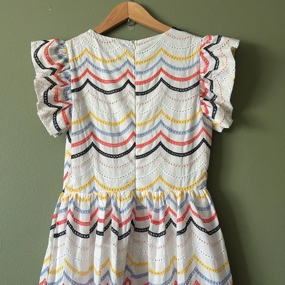 Just Me White Eyelet Ruffle Sleeves Midi Dress Sz S Easter Spring Summer Wedding