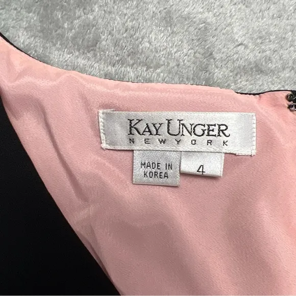 Kay Unger Black &amp; Pink Career Portrait Collar Cocktail Party Dress Womens Size 4