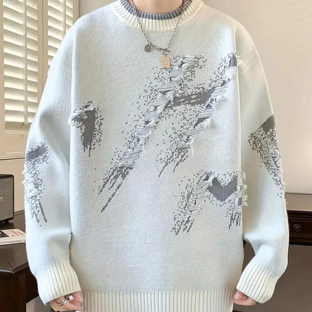 Knitwave™ | Men's Casual Distressed Sweater | Soft Knit Fabric, Relaxed Fit & Trendy Design