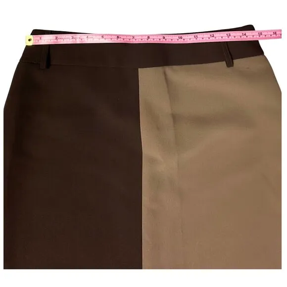 La Gazzetta Long Skirt Womens‎ Lined Zip Slit Belt Loop Sz 8 Brown/Olive Classic