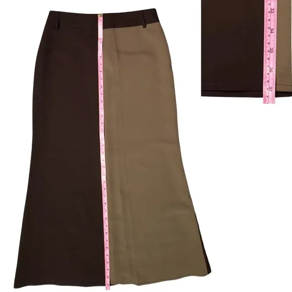 La Gazzetta Long Skirt Womens‎ Lined Zip Slit Belt Loop Sz 8 Brown/Olive Classic
