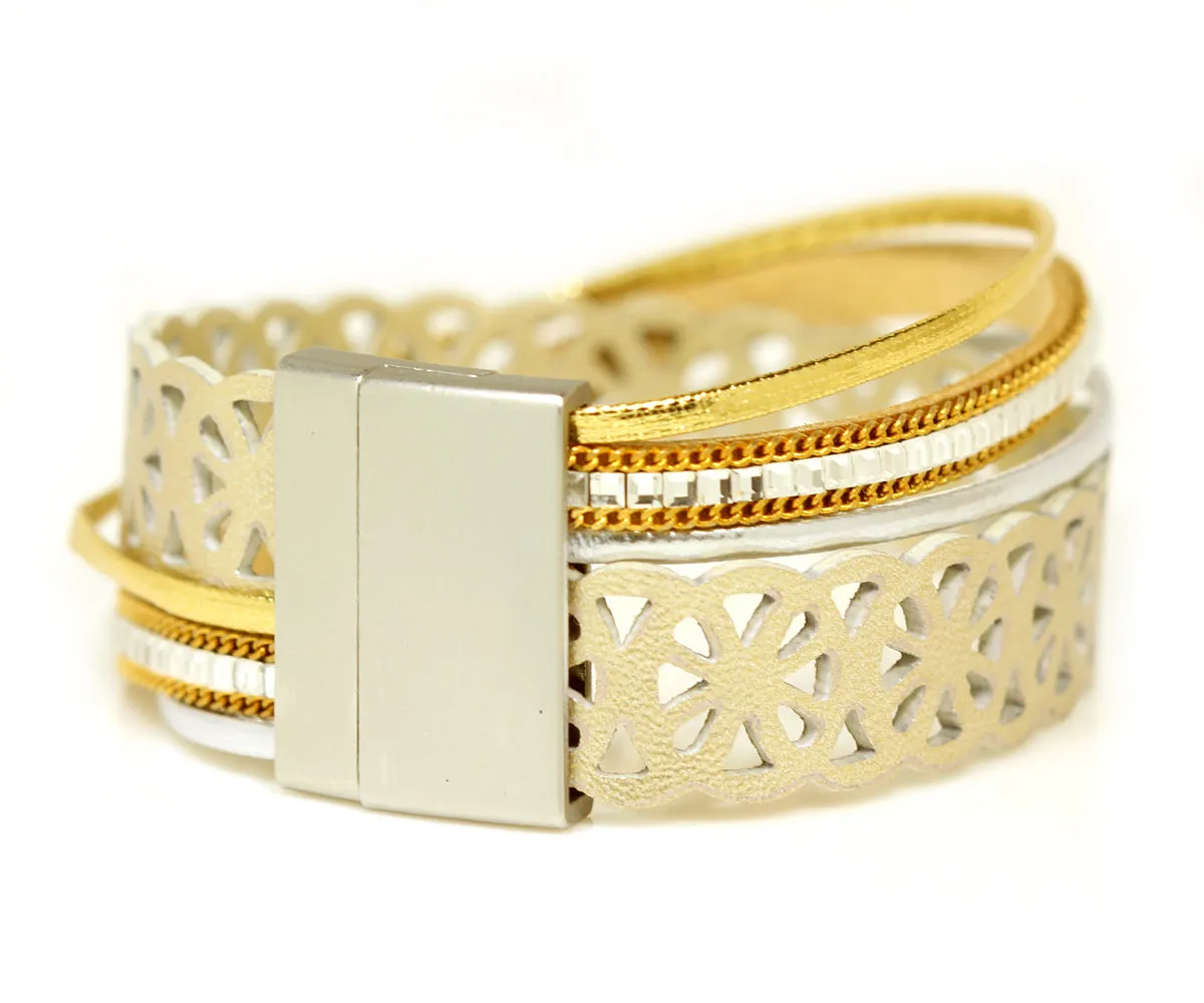 Lacey Cut Out Gold Wrap Bracelet