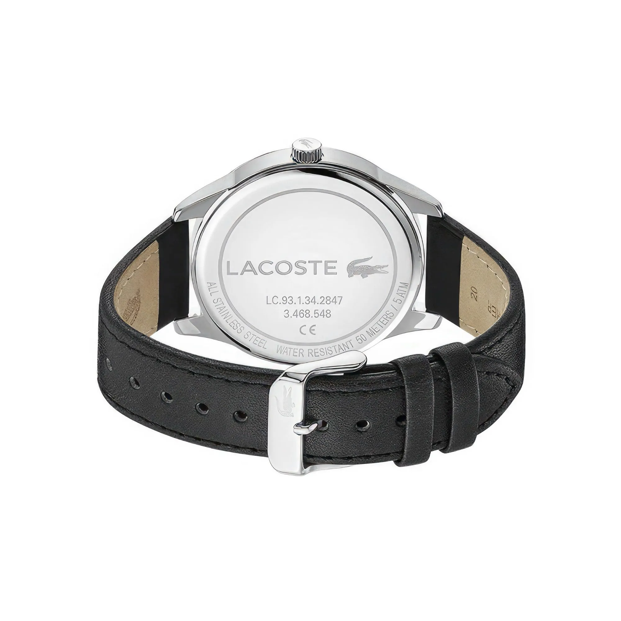 Lacoste Vienna Black Dial Black Leather Strap Men's Watch