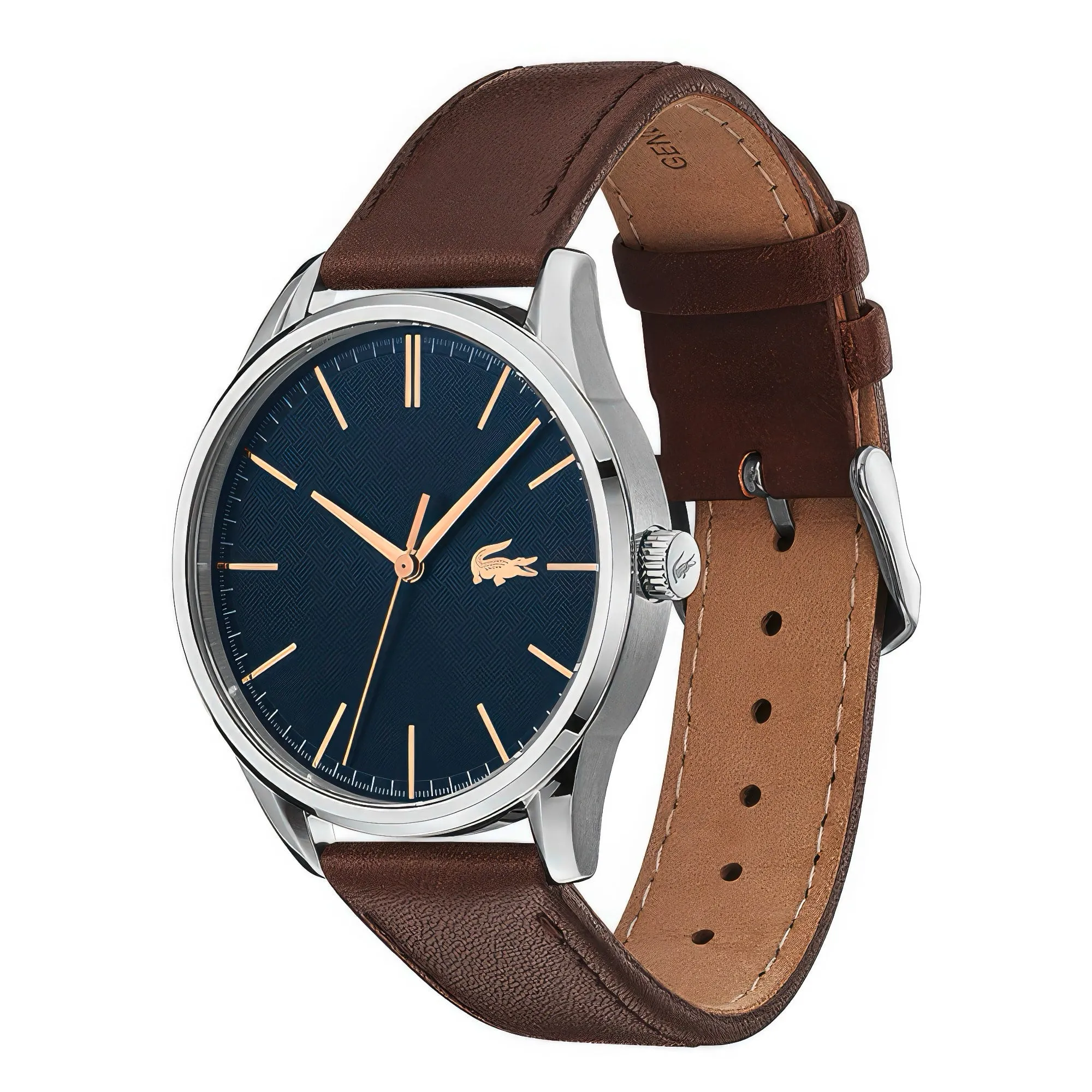 Lacoste Vienna Navy Dial Brown Leather Strap Men's Watch